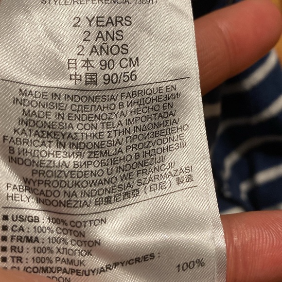 Girl’s Size 2 GAP Fit & Flare Navy & White Striped 3/4 Sleeve Cotton Dress - Picture 5 of 5